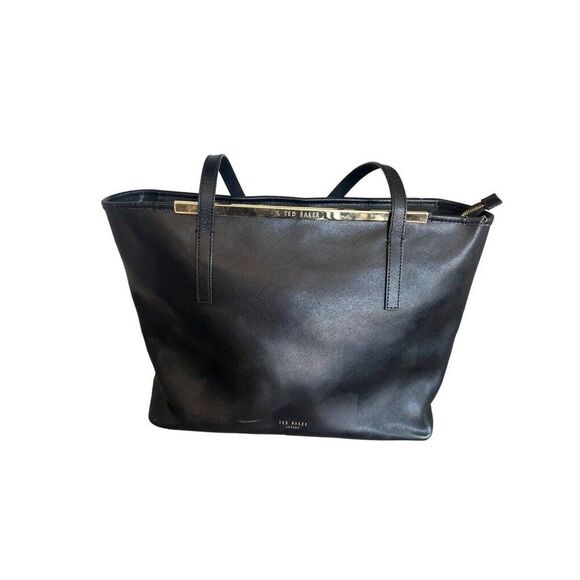 Ted Baker London Black Aeriel Crossbatch Faux Leather Tote Bag - Picture 1 of 16